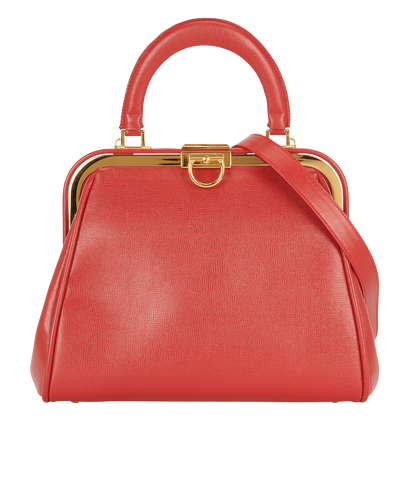 Vintage Kisslock Top Handle Bag, &pound;450, Handbags, Red, Leather, Front view